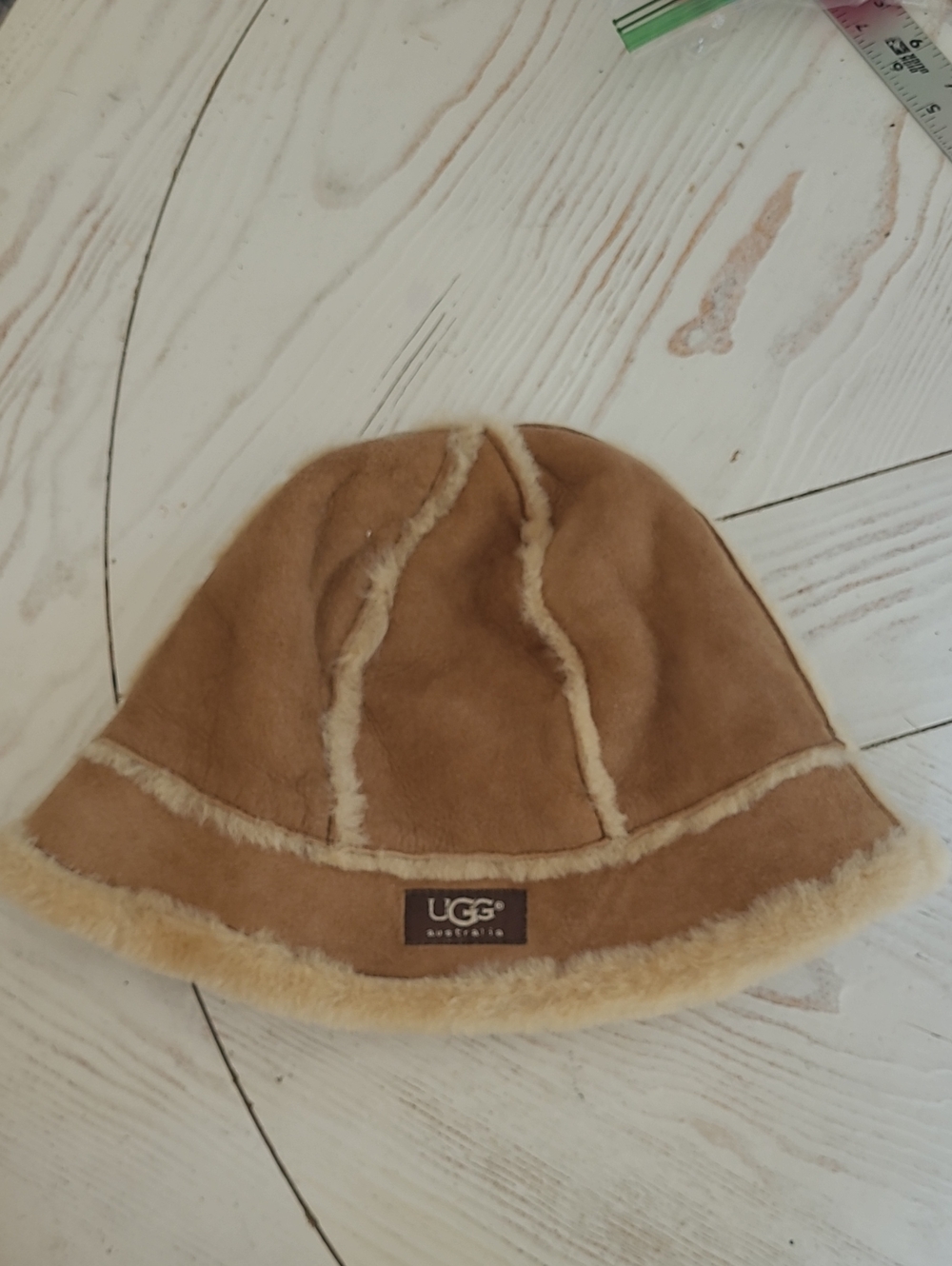 UGG Tan Suede Shearling Bucket Hat